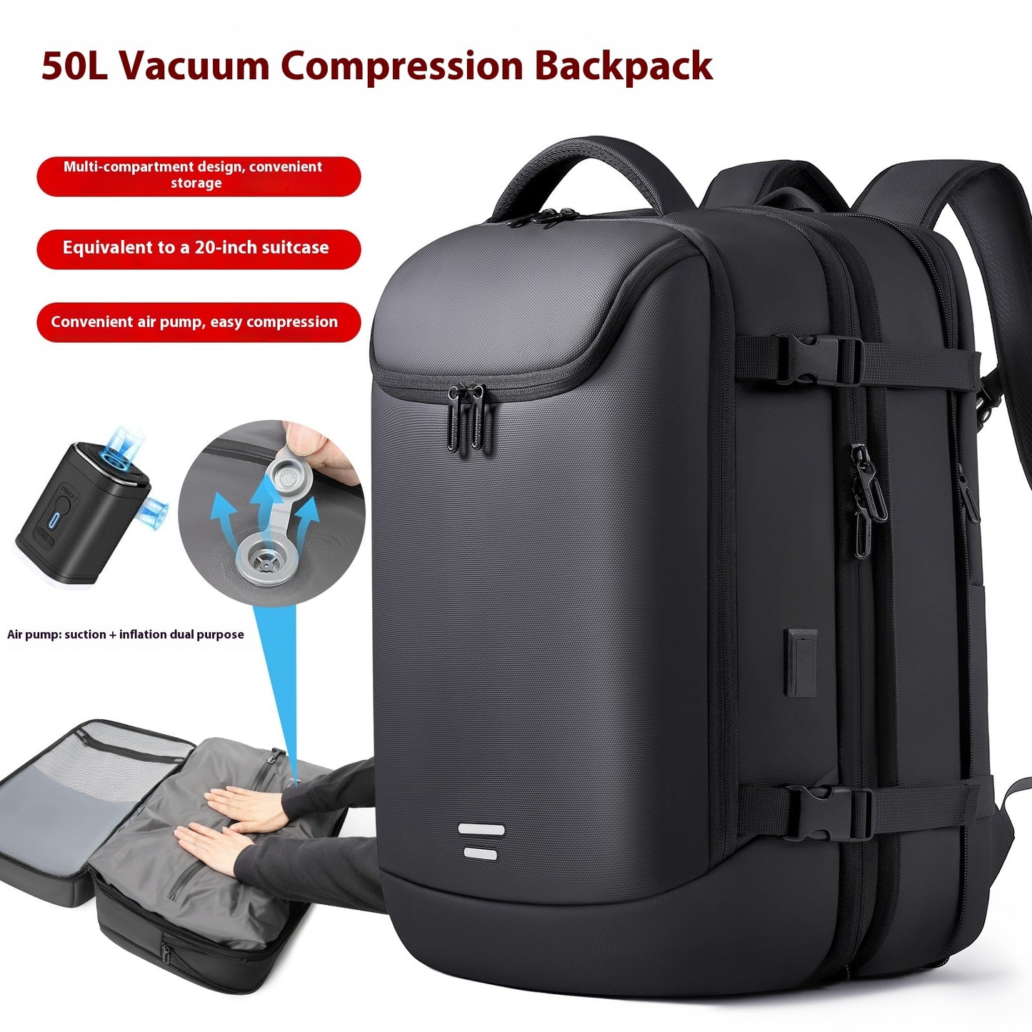 Men's Vacuum Compression Backpack Multifunctional