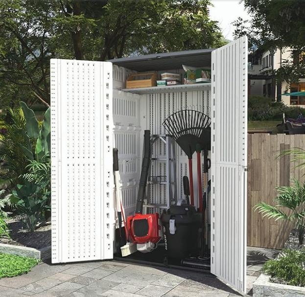 52 Cubic Feet Plastic Outdoor Garden Pool Fishing Gear Storage Cabinet
