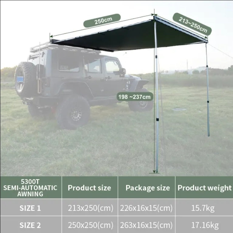 Fast Open Sun Shade Retractable Vehicle Side Awning For Car