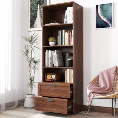 Bookshelf With Drawers, 70.87 Tall, 4 Shelf, Modern, Home Office, Living Room, Study