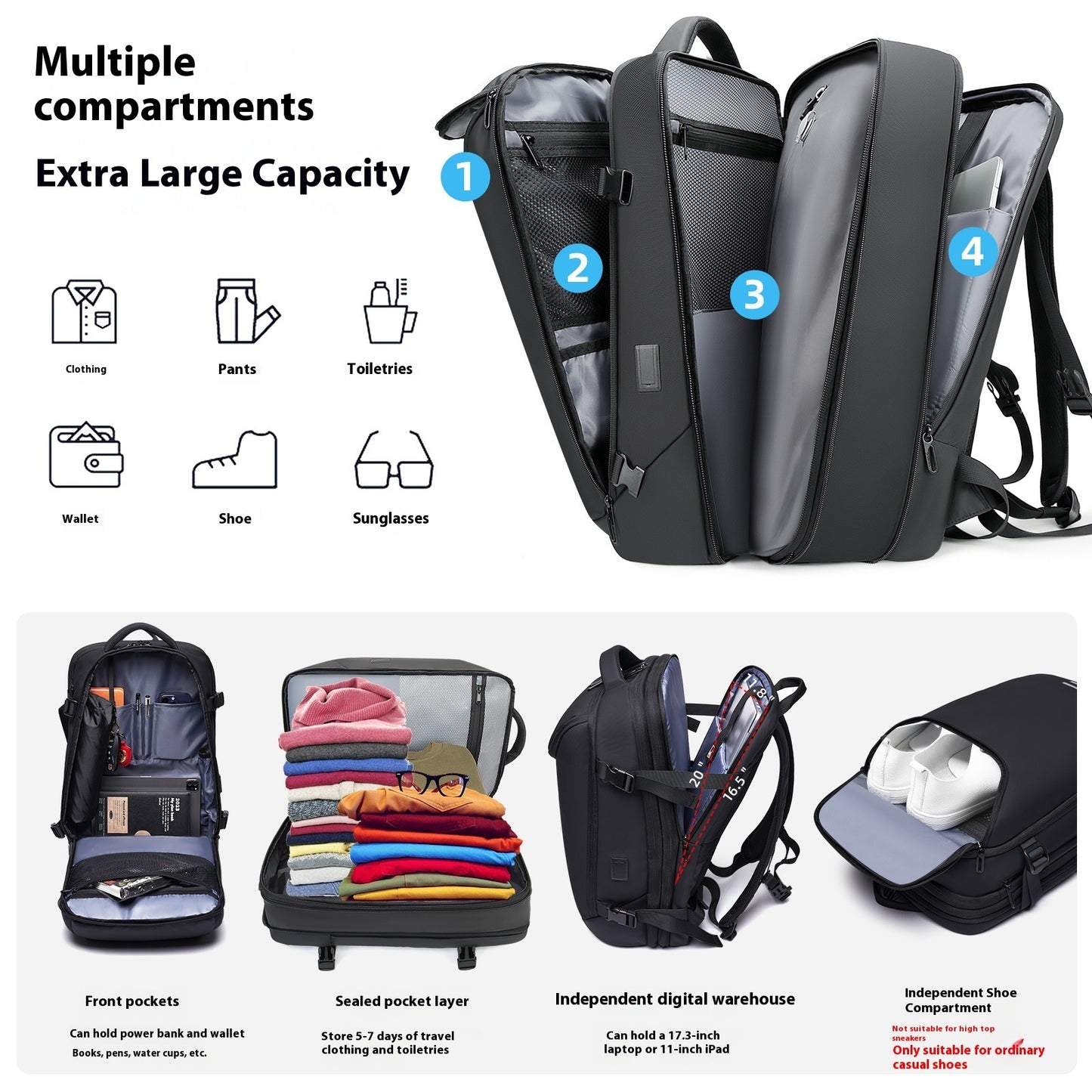 Men's Vacuum Compression Backpack Multifunctional