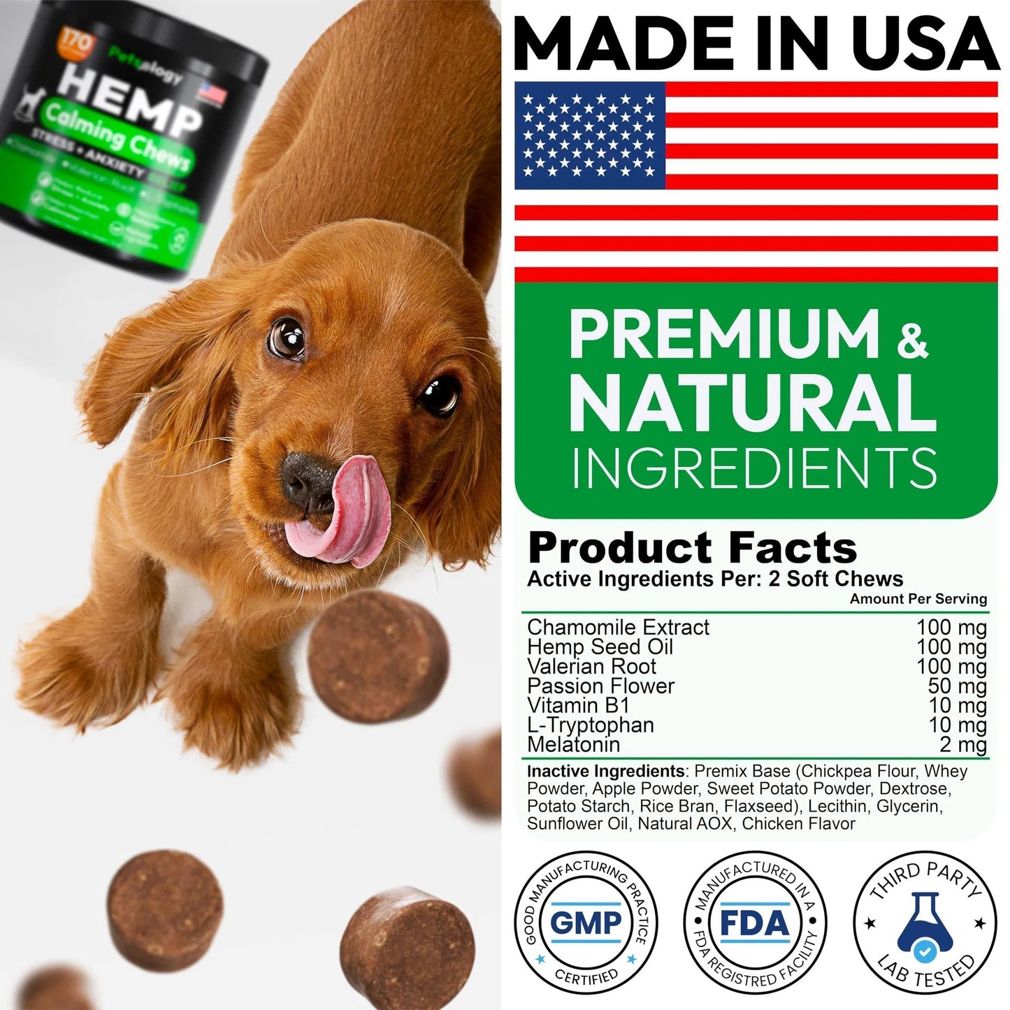 Do Not Sell On Amazon Hemp Calming Chews For Dogs 170 Dog Calming Chews Anxiety Relief Treats Advanced Stress Relief Separation Aid Barking Thunder Fireworks Melatonin Pet Supplement Made In USA