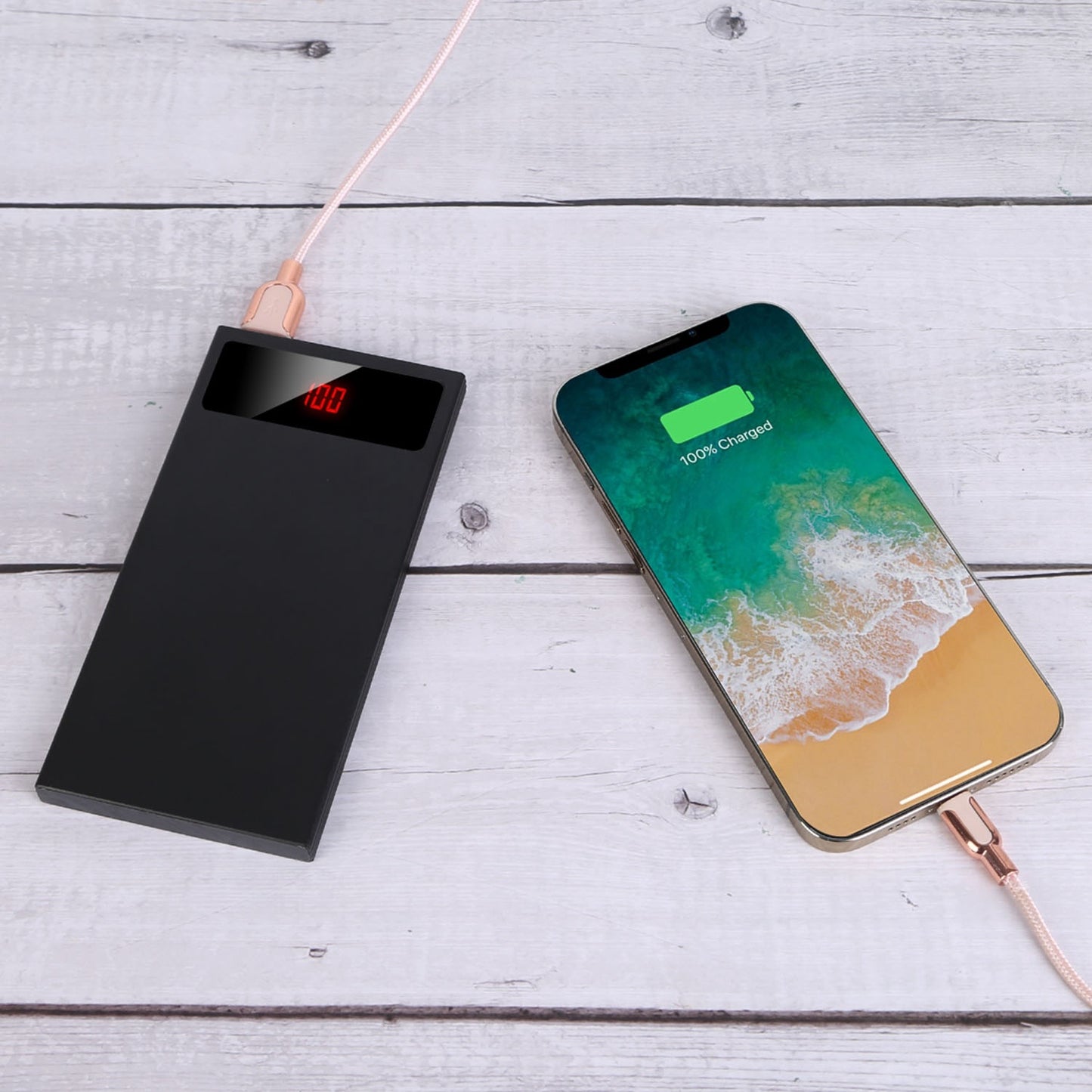 1Pc 20000mAh Power Bank Ultra-thin Phone Charger Dual USB Port Flashlight Battery Remain Display