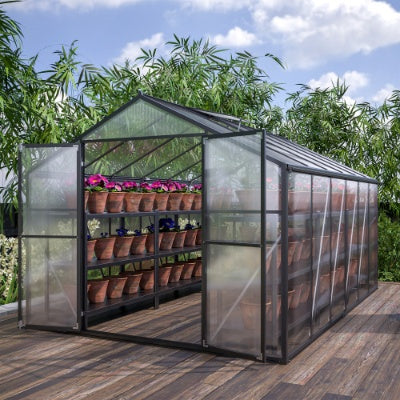 8 X 12'Outdoor Greenhouse, Heavy Duty Polycarbonate Greenhouse, Large Walk-in Greenhouse With Double Doors And Two Ventilation Windows, Aluminum Greenhouse For Outdoor Greenhouse Garden Backyard