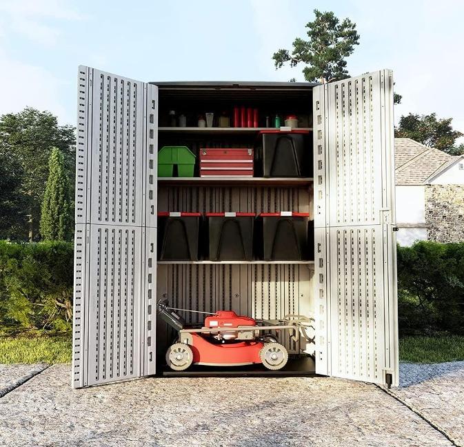 52 Cubic Feet Plastic Outdoor Garden Pool Fishing Gear Storage Cabinet