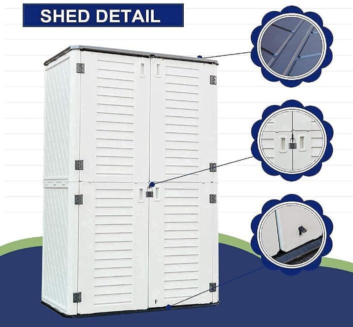 52 Cubic Feet Plastic Outdoor Garden Pool Fishing Gear Storage Cabinet