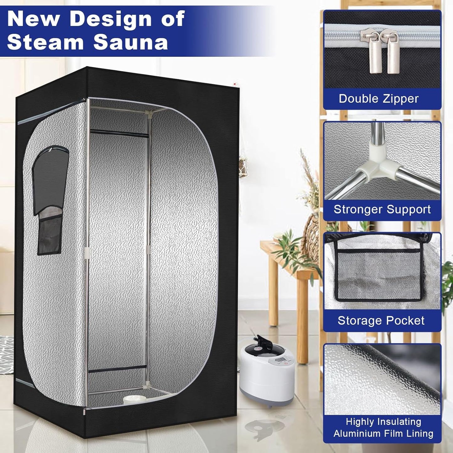 Portable Steam Sauna Room Full Body Sauna Suit For Home Indoor Portable Steam Sauna Tent With Folding Chair And Remote Control